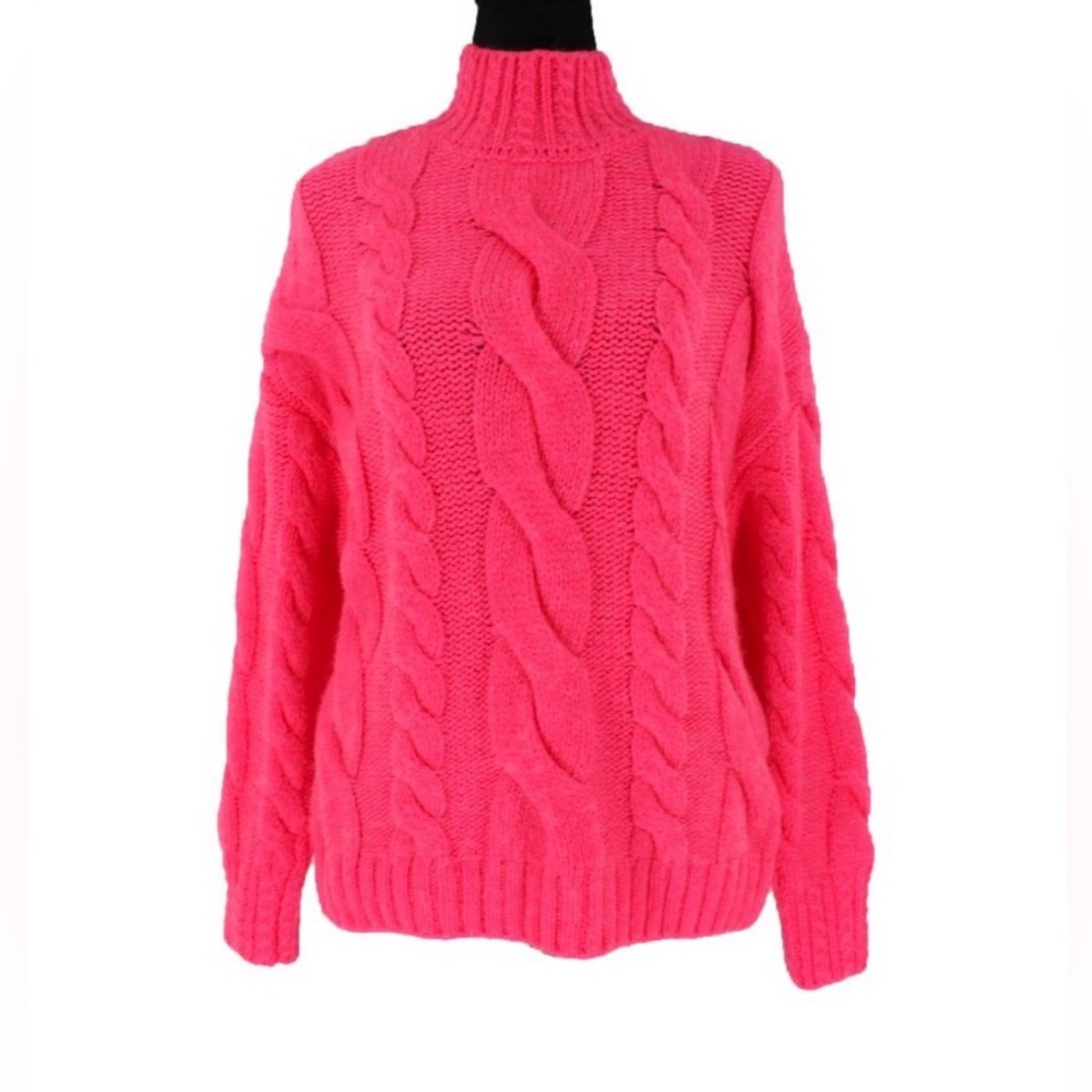 ANTHROPOLOGIE Cable Knit Mock Neck Sweater Size Small EUC
